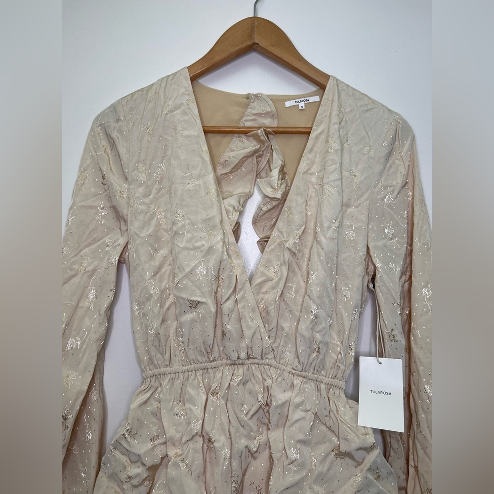 REVOLVE Tularosa Cream Ruffle Mini Dress Open Back Bridal Engagement Boho S NWT - Picture 4 of 12